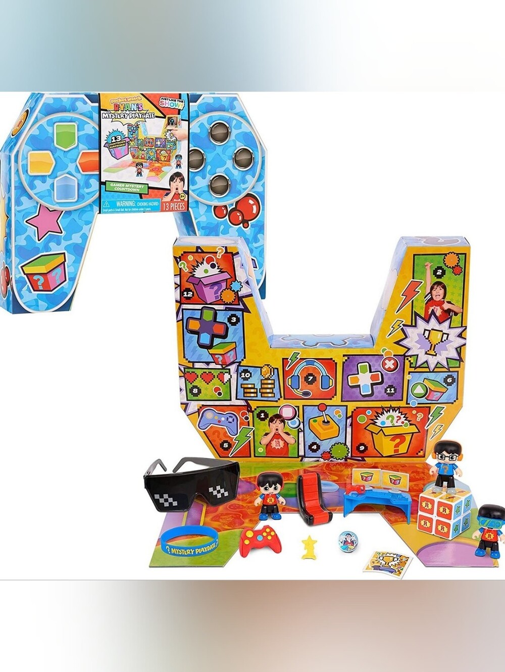 NIB Ryan's World Gamer Mystery Countdown Advent Calendar Mystery Playdate 13 Pc.